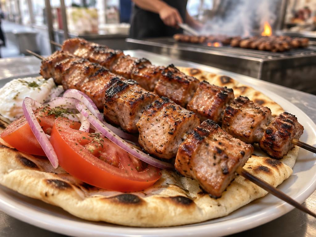 Representative souvlaki food for O Kostas