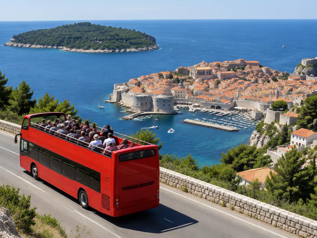 Open-top sightseeing bus in Dubrovnik