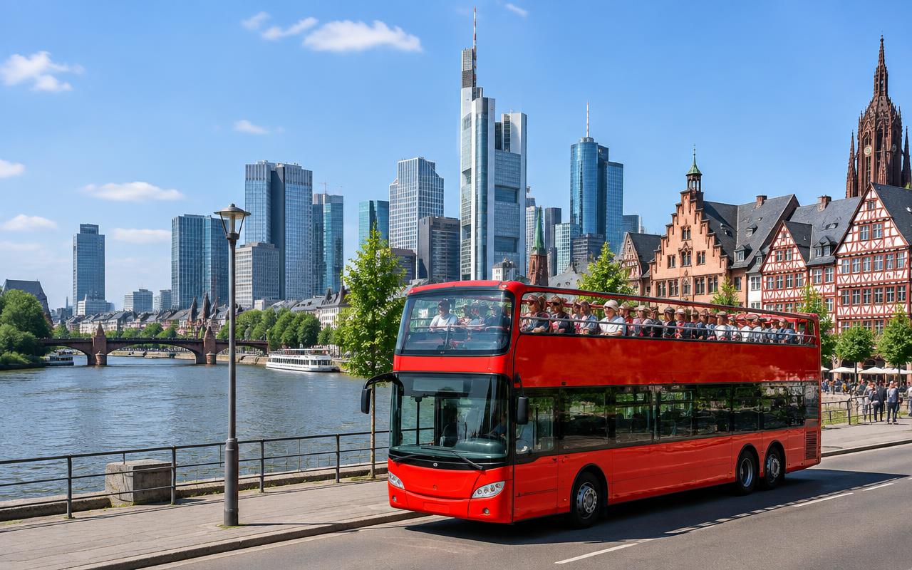 Open-top sightseeing bus in Frankfurt