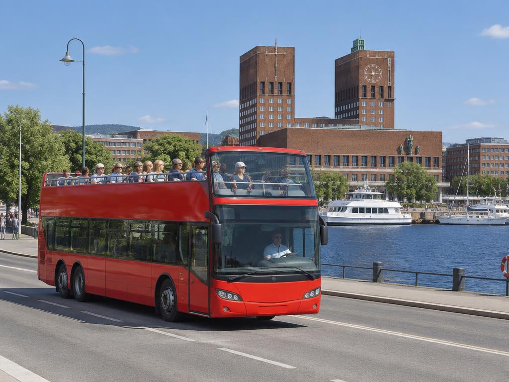 Open-top sightseeing bus in Oslo