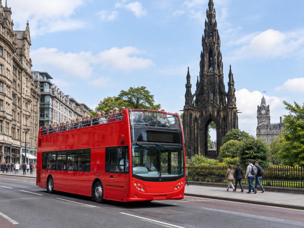 Open-top sightseeing bus in Edinburgh