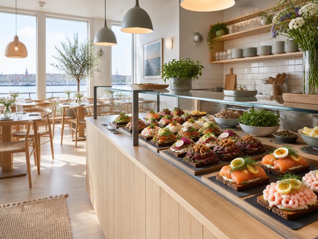 Representative modern smørrebrød food for Aamanns 1921