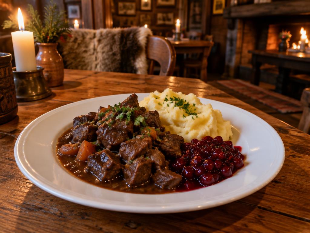 Representative traditional norwegian food for Engebret Café